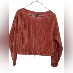 Derek Heart Shirt Soft Terracotta Crop Drawstring Hemline & Elastic Cuff Size L